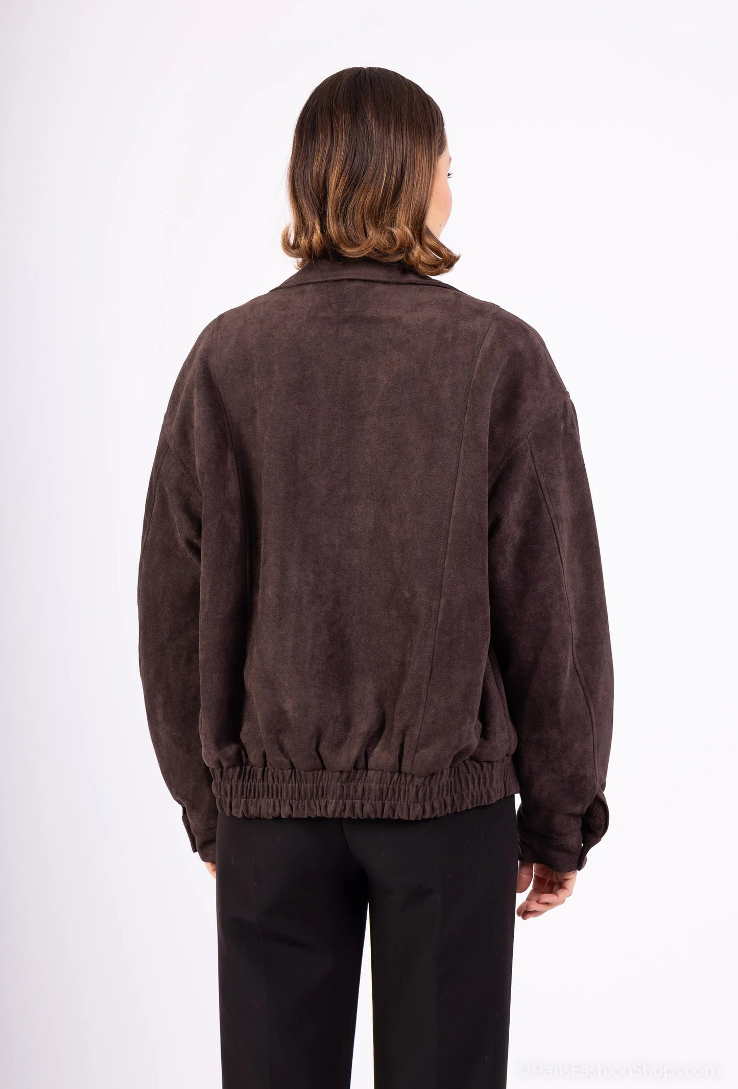 Short suede-look zip-up jacket