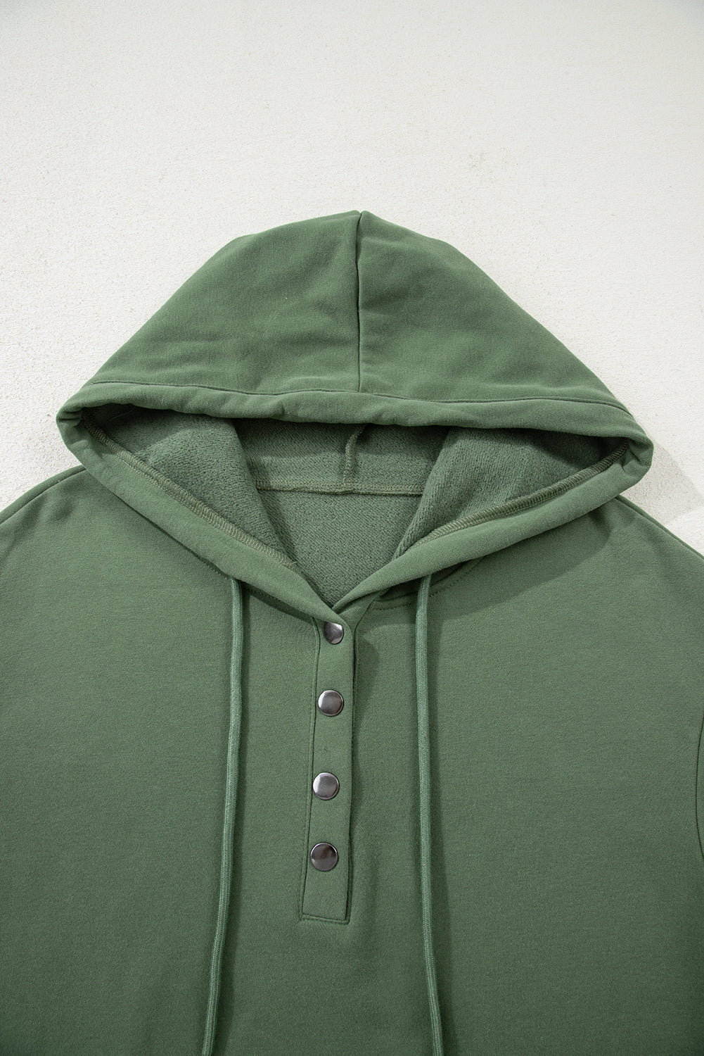 Button Drawstring Hooded Pullover and Casual Short Set