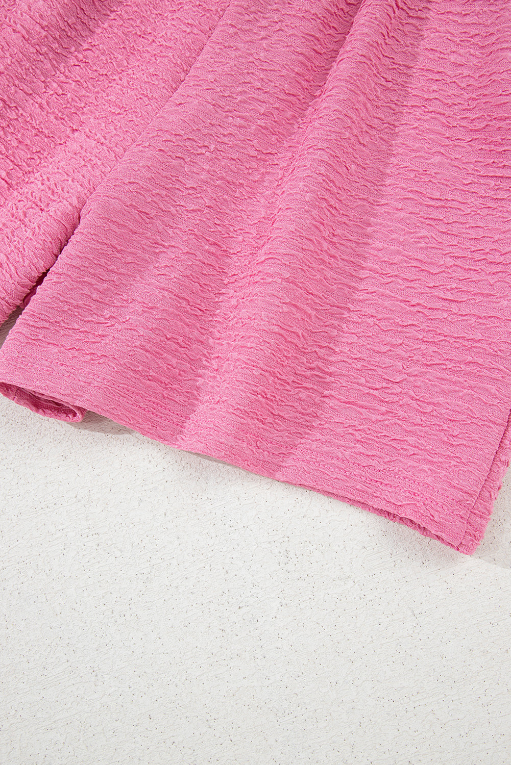 Textured V Neck T Shirt and Shorts Set