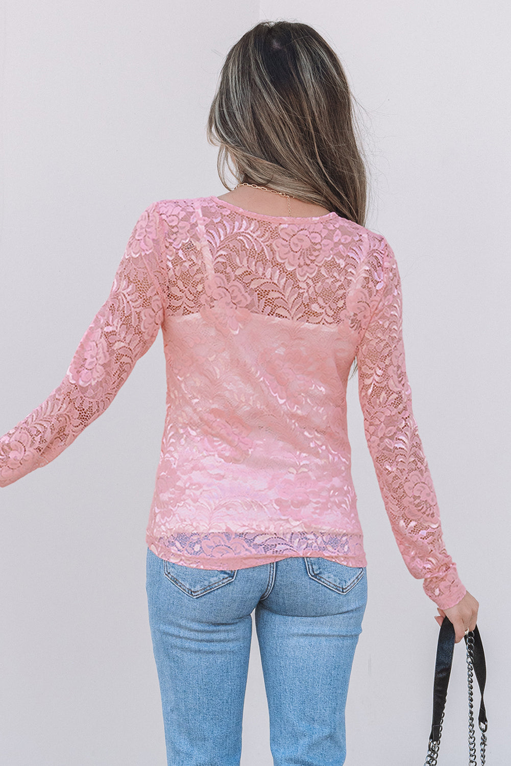 Floral Lace Sheer Long Sleeve Top