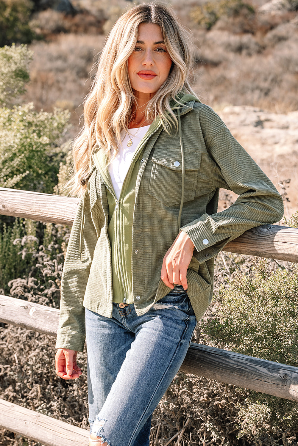 2 in 1 Thermal Knit Textured Hooded Jacket