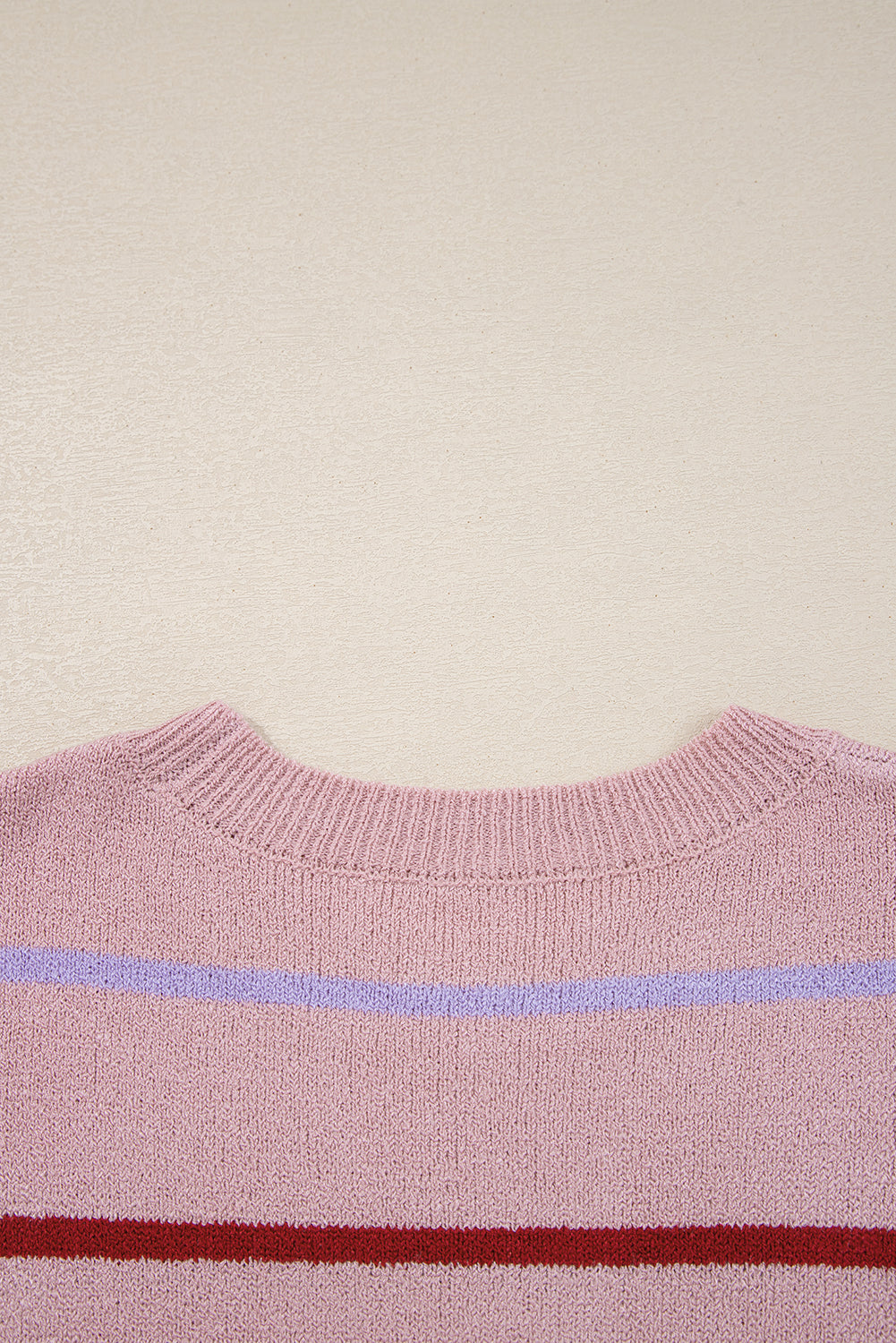 Stripe Ribbed Edge Drop Shoulder Sweater