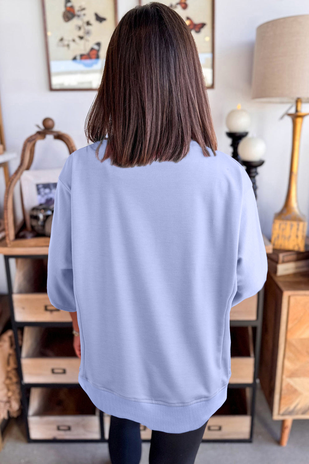 Floral Patched Half Sleeve Tunic Top