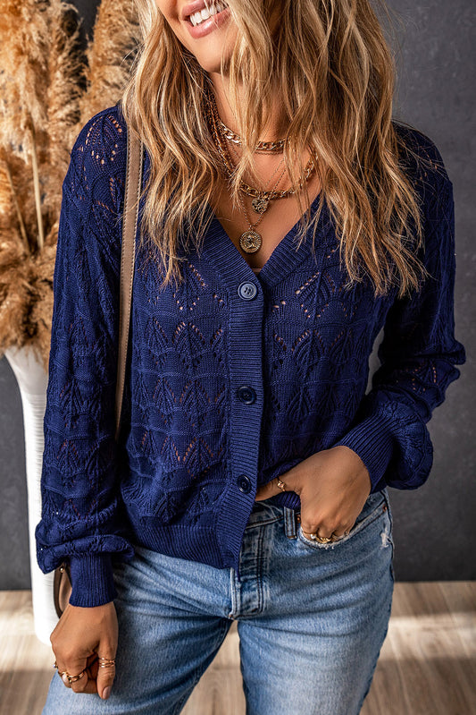 Lightweight Buttoned Front Crochet Cardigan