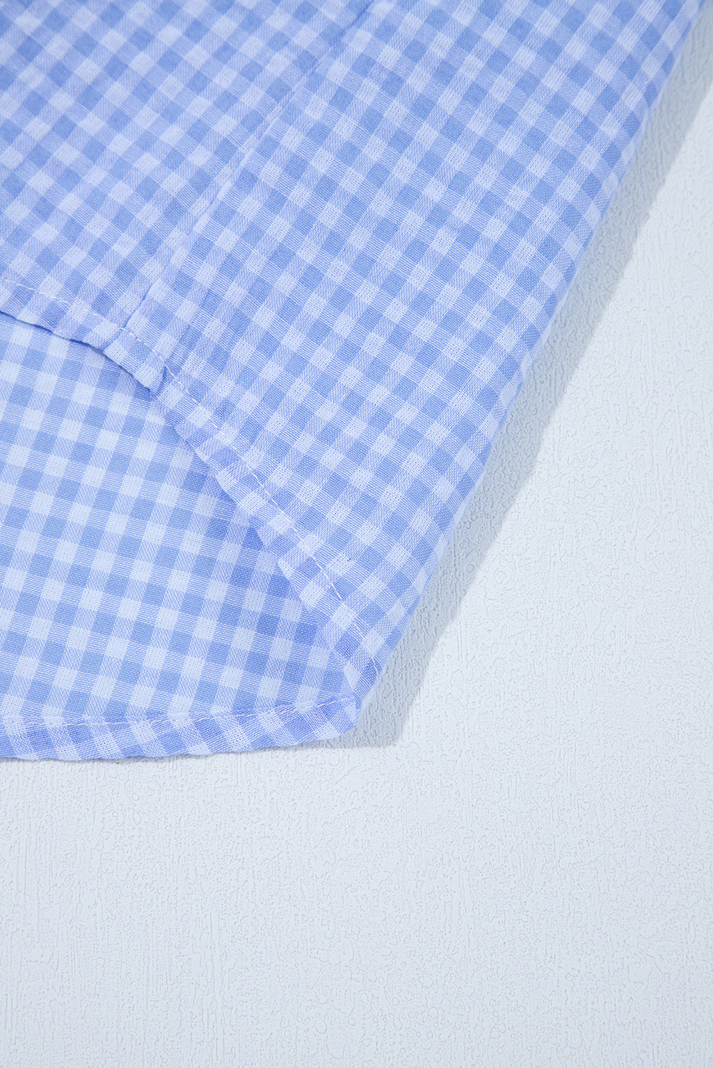 Gingham Short Puff Sleeve Button Up Shirt