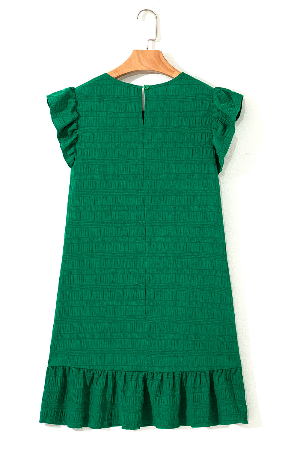 Textured Flutter Sleeve Ruffled Mini Dress