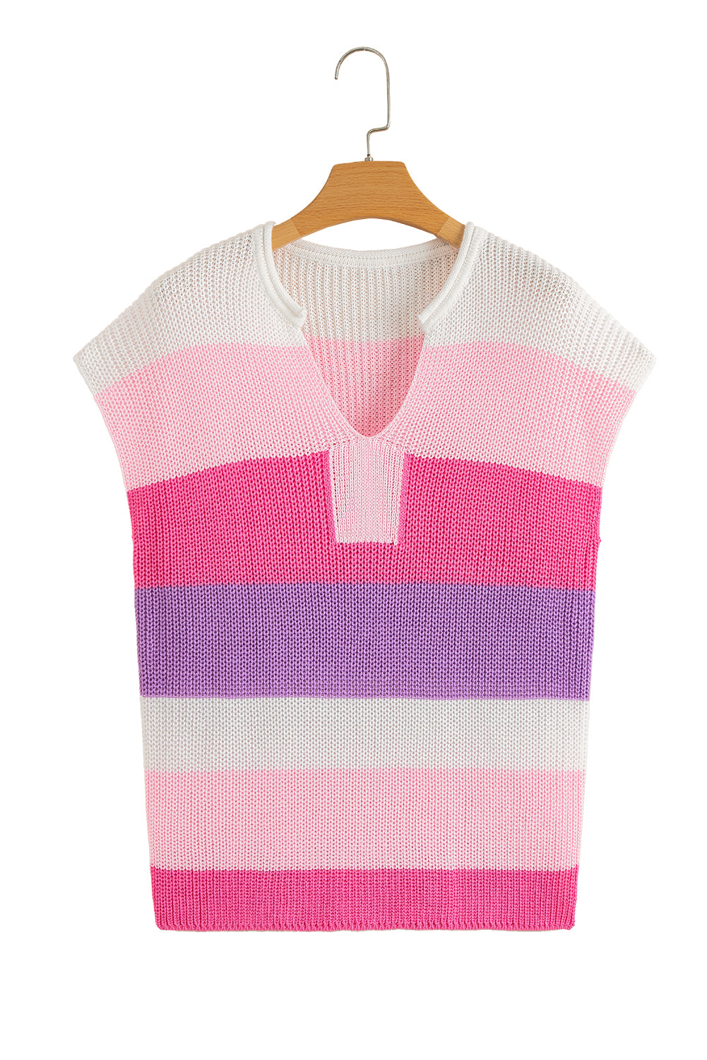 Color Block Notch V Neck Sweater T Shirt