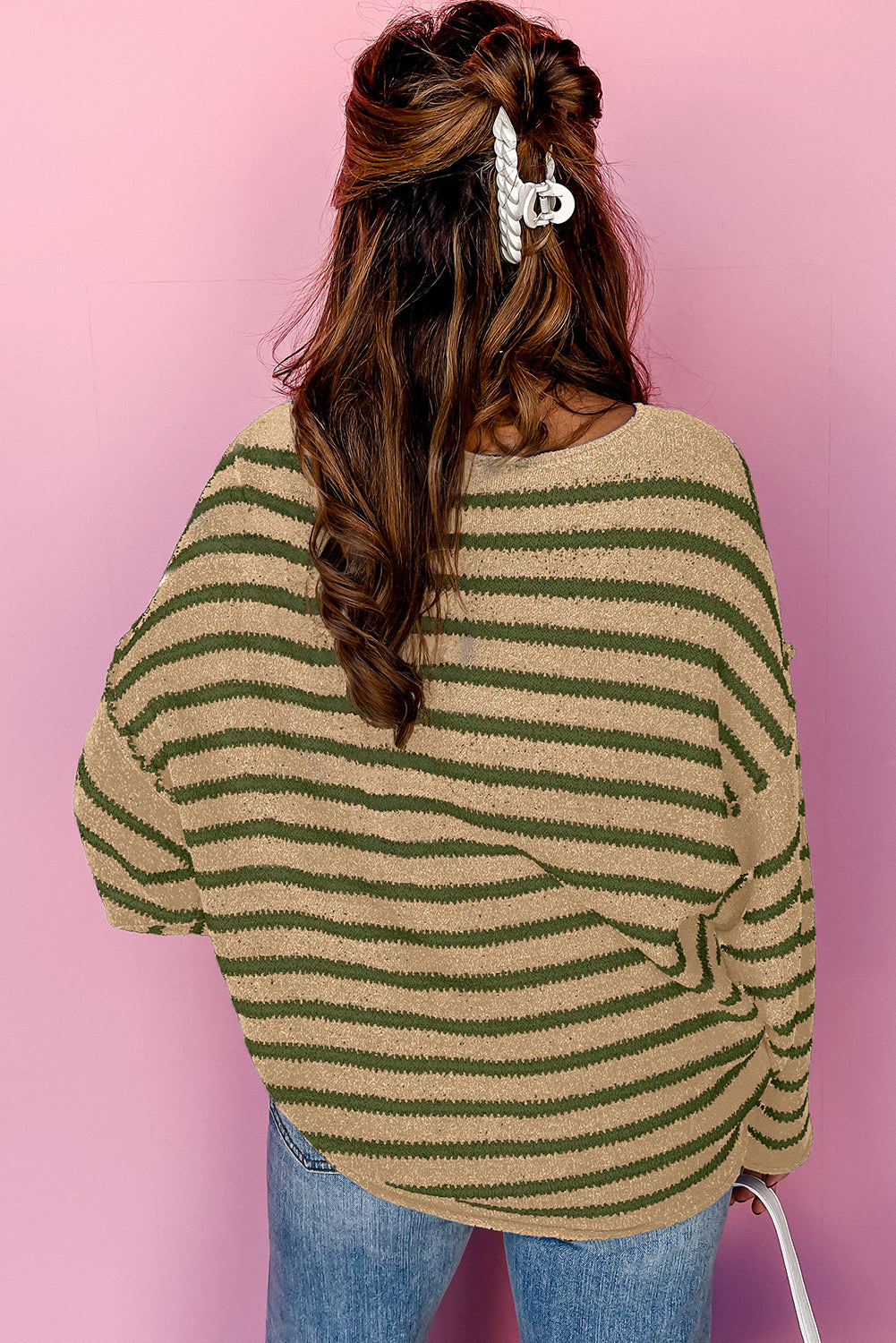 Stripe Drop Shoulder Casual Sweater