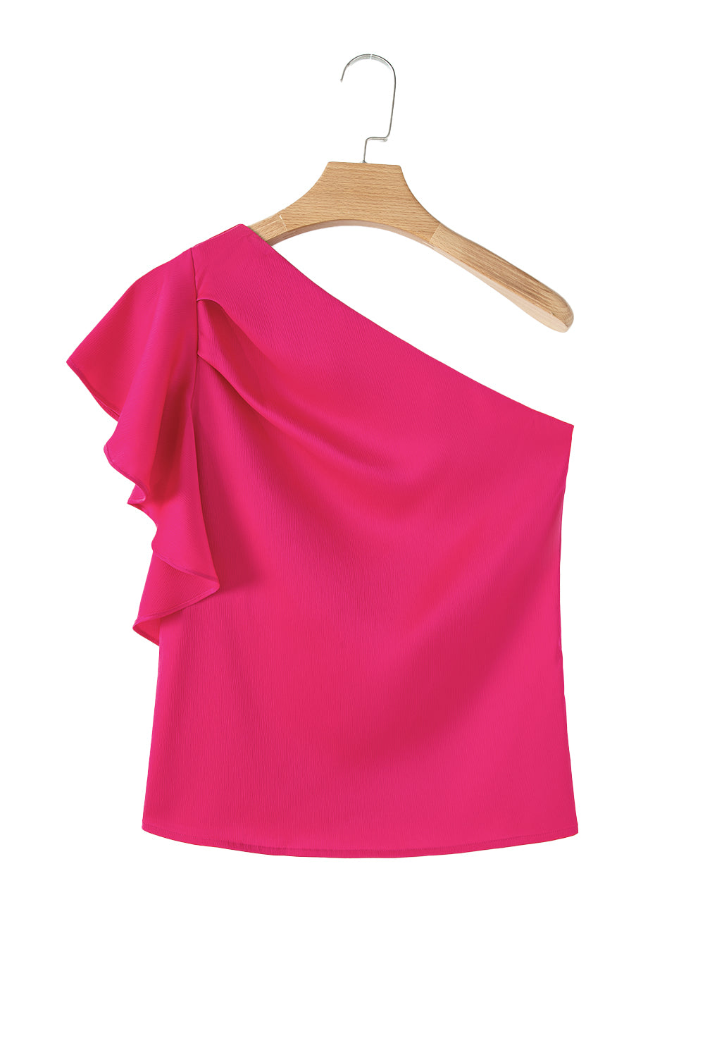 Asymmetric Shoulder Ruffle Sleeve Elegant Blouse