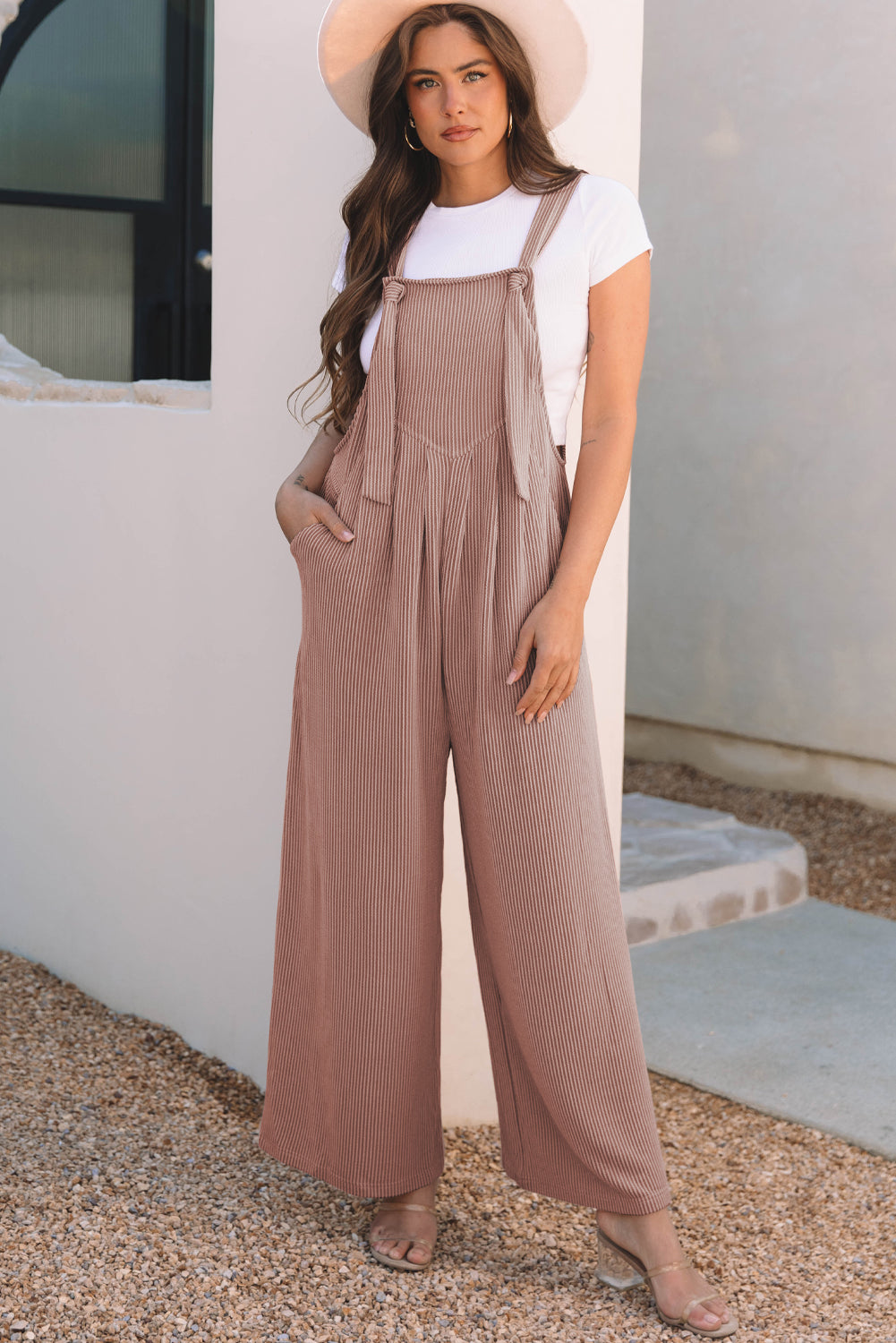 Corded Adjustable Straps Wide Leg Loose Overall