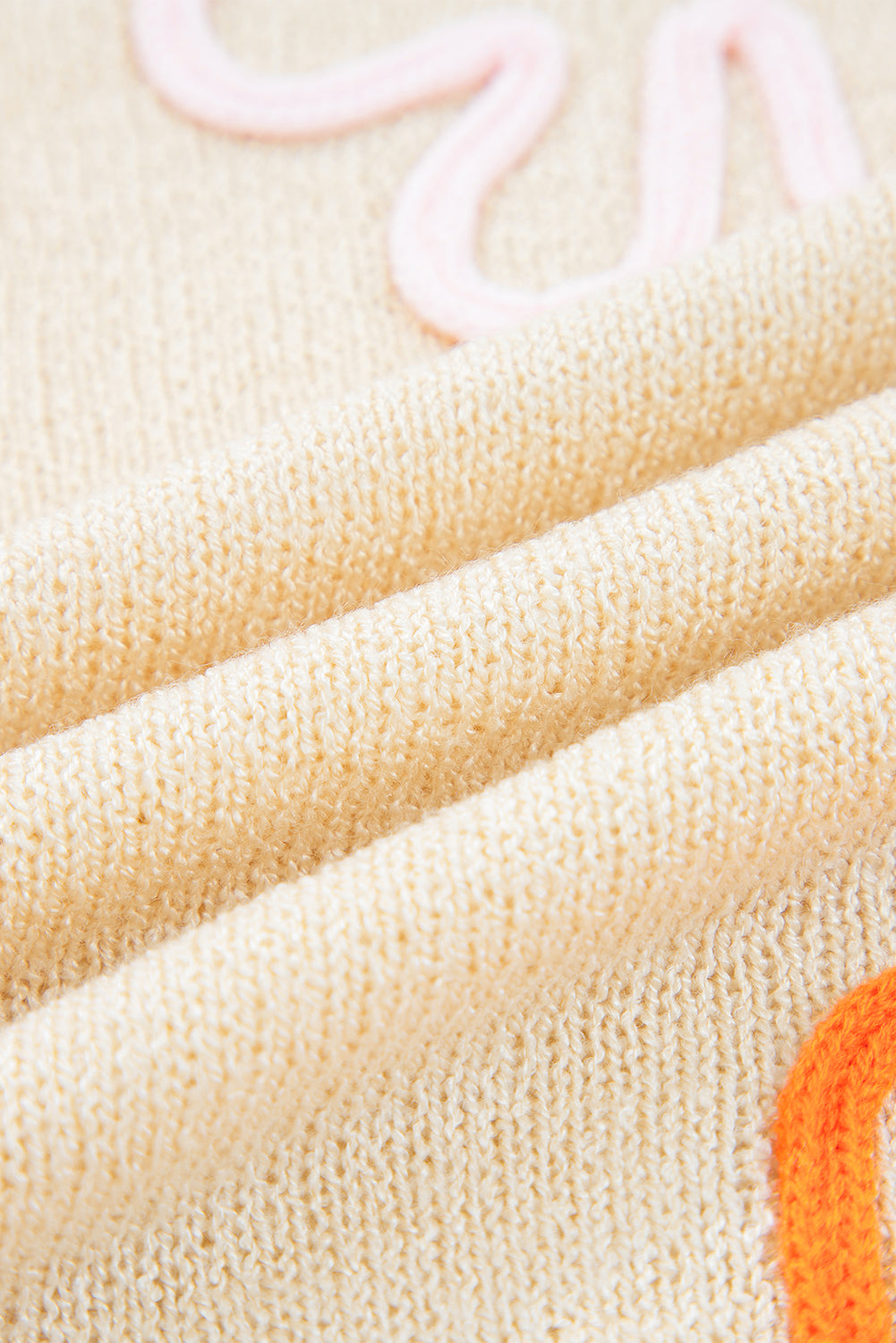 Contrast Flower Detail Colorblock Cuffed Loose Sweater