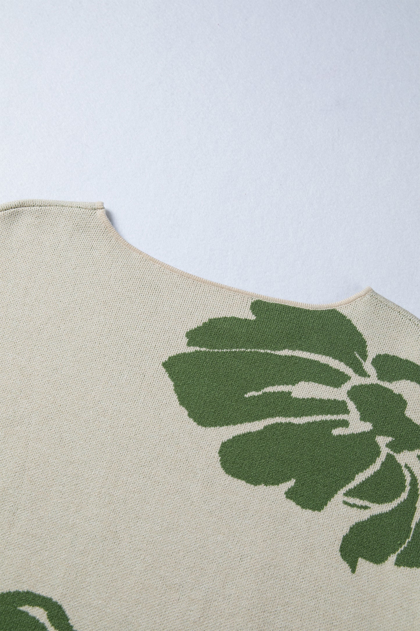 Bold Flower Pattern Wide Sleeve Baggy Sweater