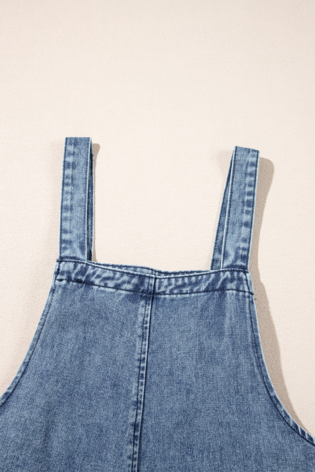 Distressed Bib Pocket Wide Leg Denim Overall