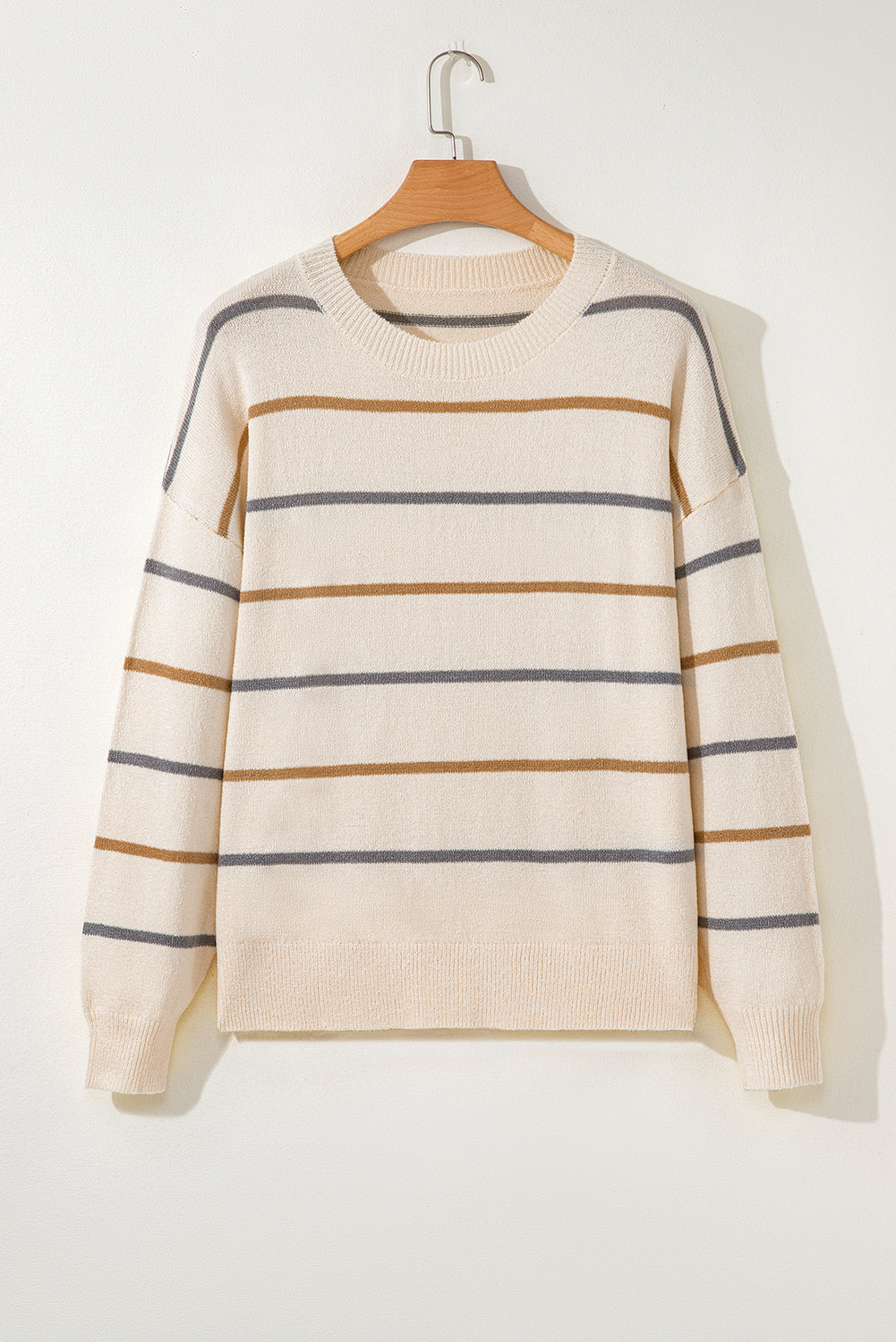 Striped Drop Shoulder Plus Sweater