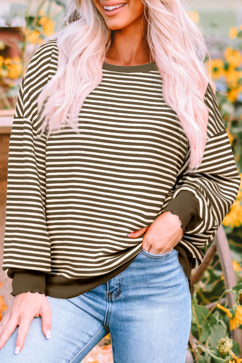 Loose Drop Shoulder Long Sleeve Top