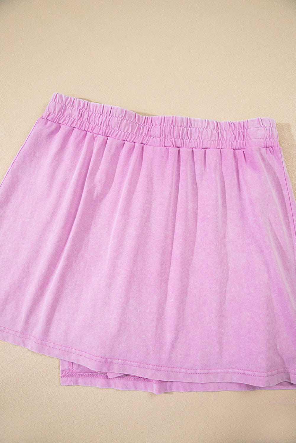 2 Pieces Mineral Wash Cotton Tank Top Lined Split Skirt Set