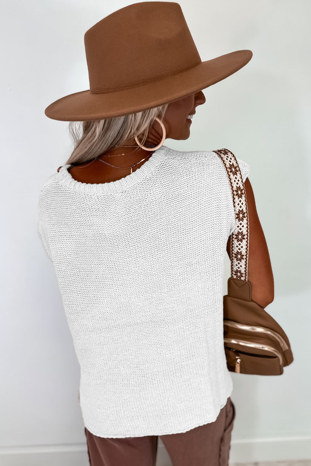 Solid Color Sweater Tee with Side Slits