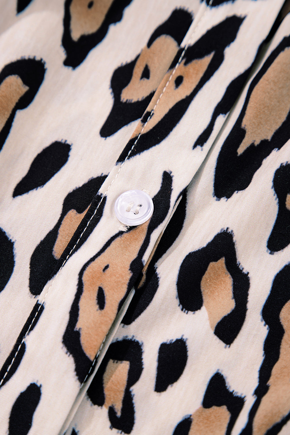 Oversized Leopard Print Balloon Sleeve Casual Shirt