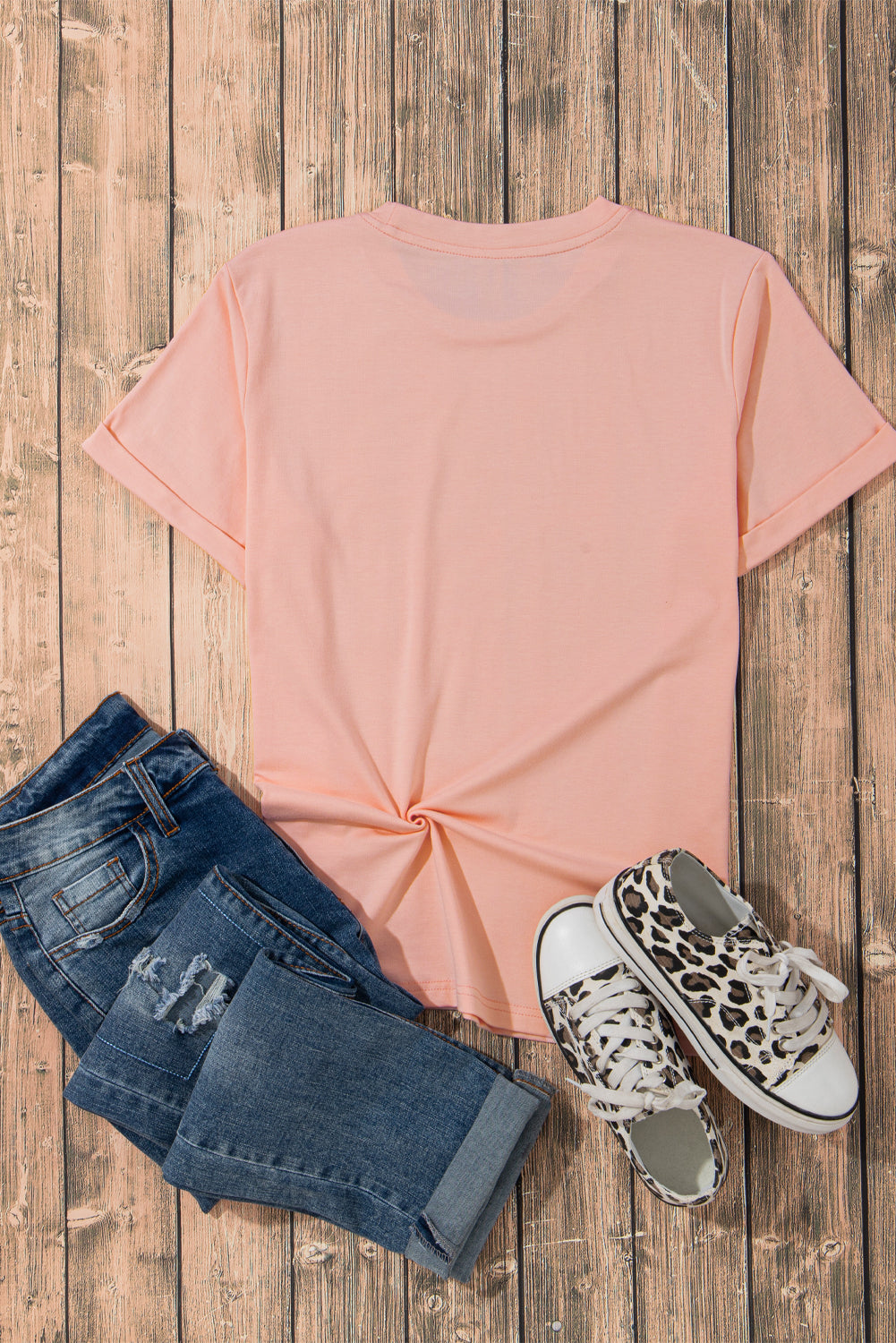 Casual Plain Crew Neck Tee