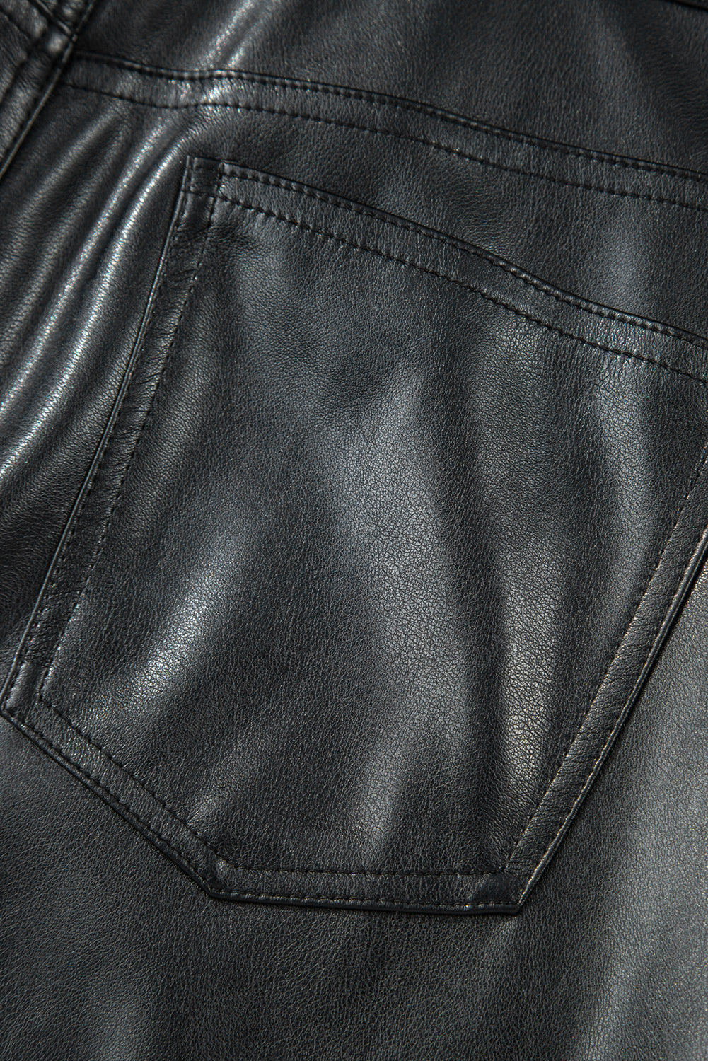 Faux Leather Side Slit Maxi Skirt