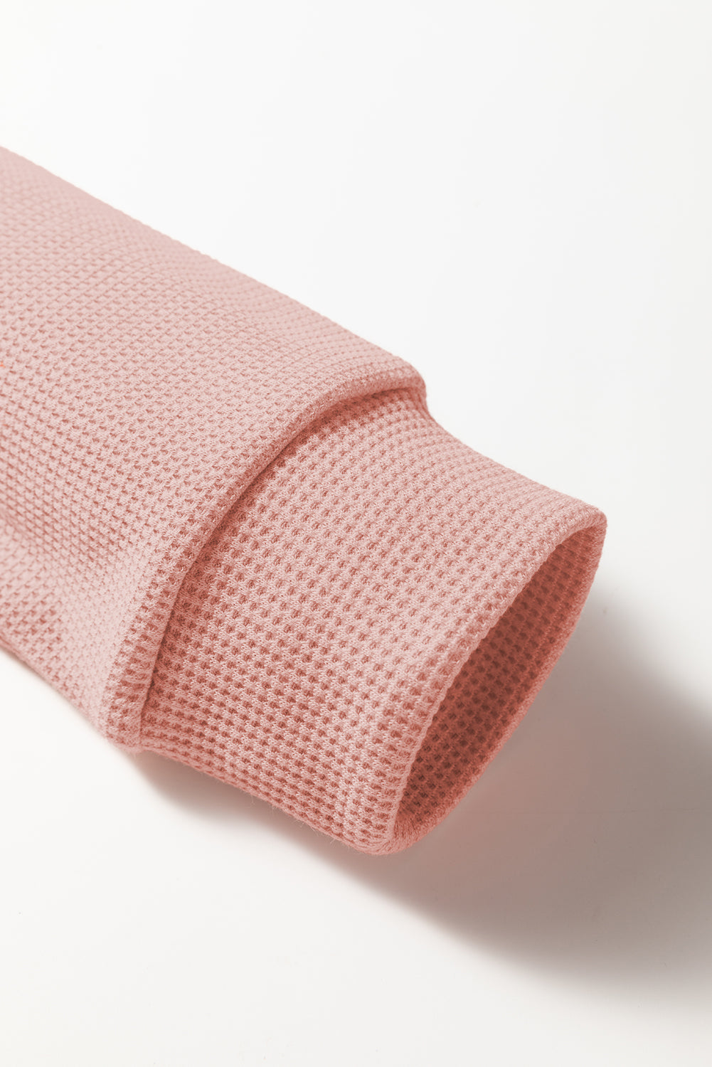 Rounded Hem Waffle Long Sleeve Top