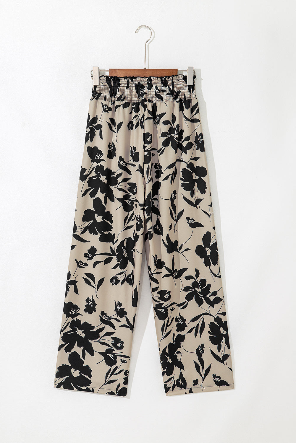 Floral Print Smocked High Waist Wide Leg Pants