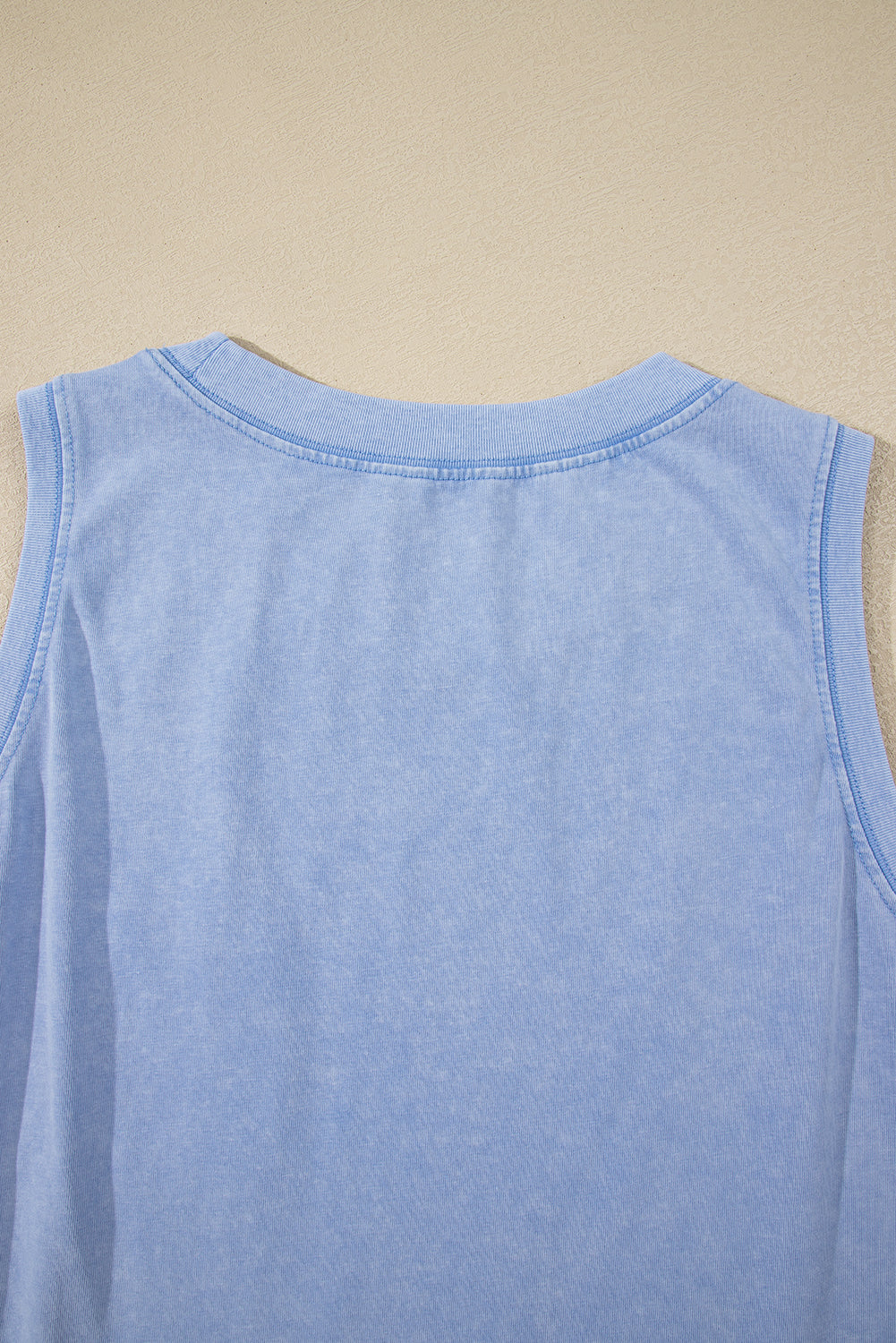 Mineral Wash Patched Chest Pocket Casual Tank Top