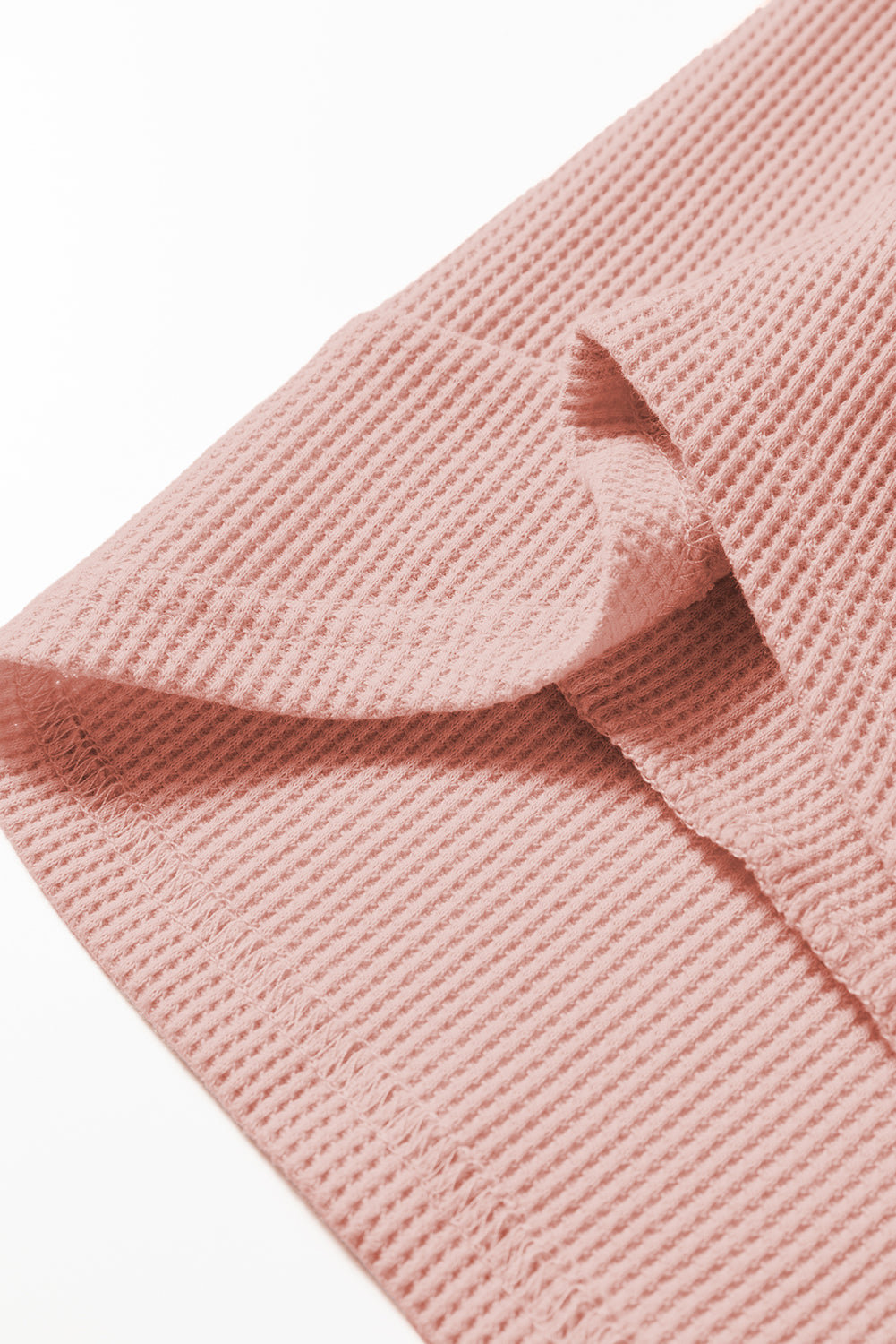 Rounded Hem Waffle Long Sleeve Top