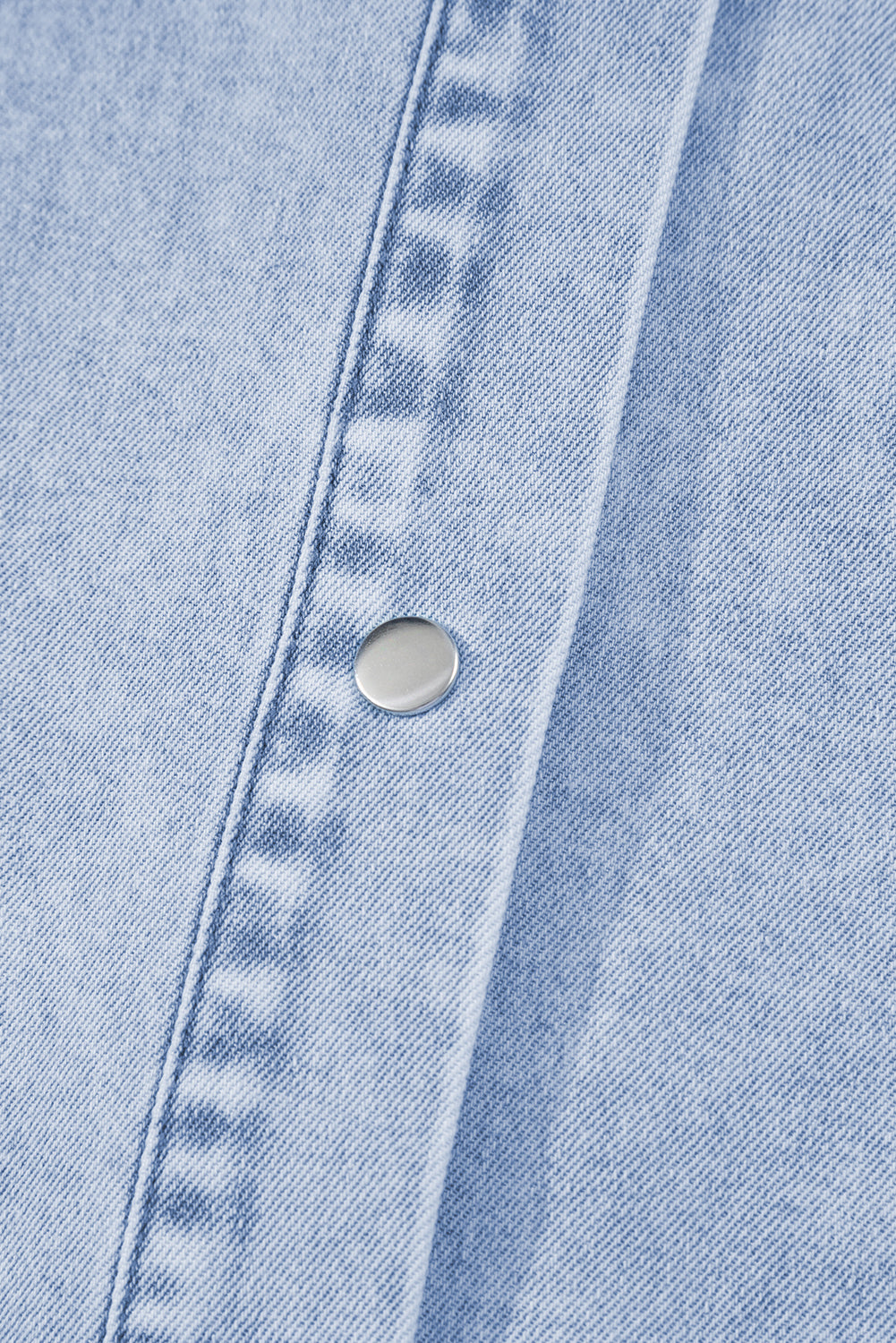 Double Ruffled Sleeves Buttoned A-line Collared Mini Denim Dress