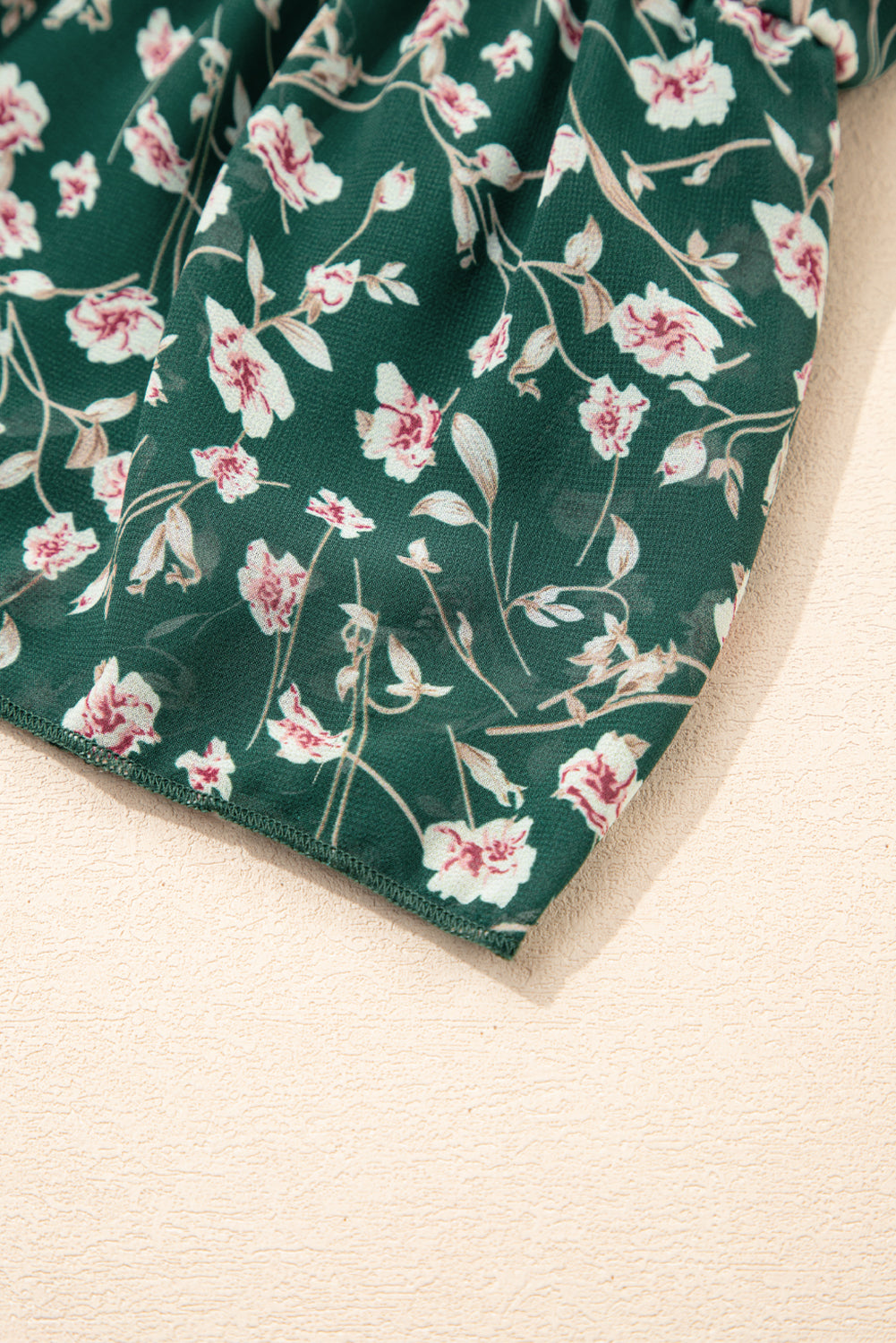Smocked Square Neck Puff Short Sleeve Floral Dress