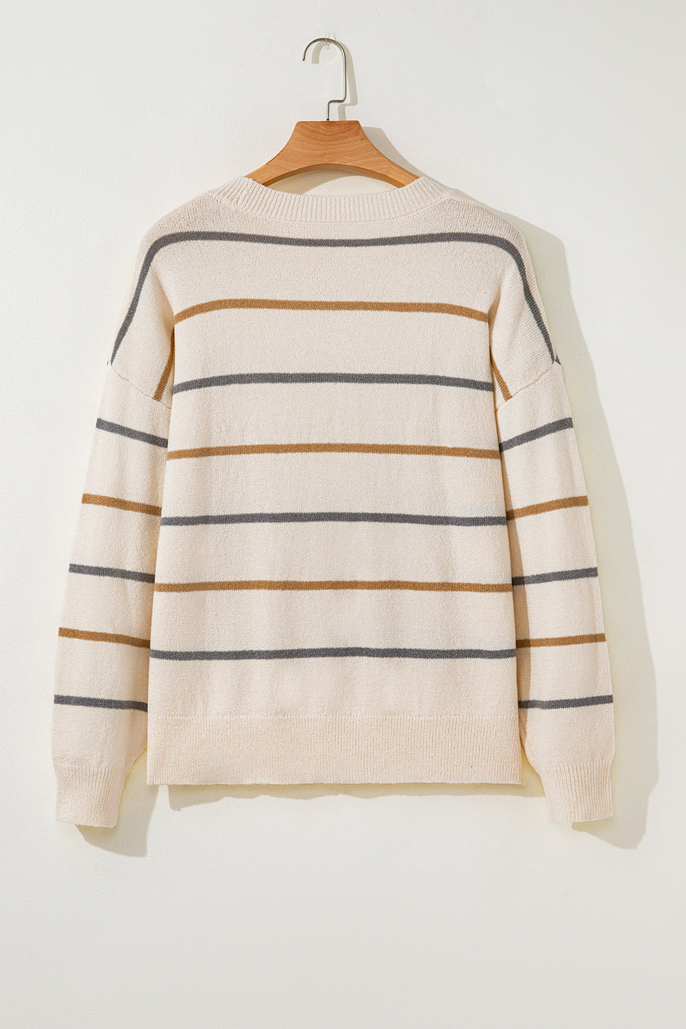 Striped Drop Shoulder Plus Sweater