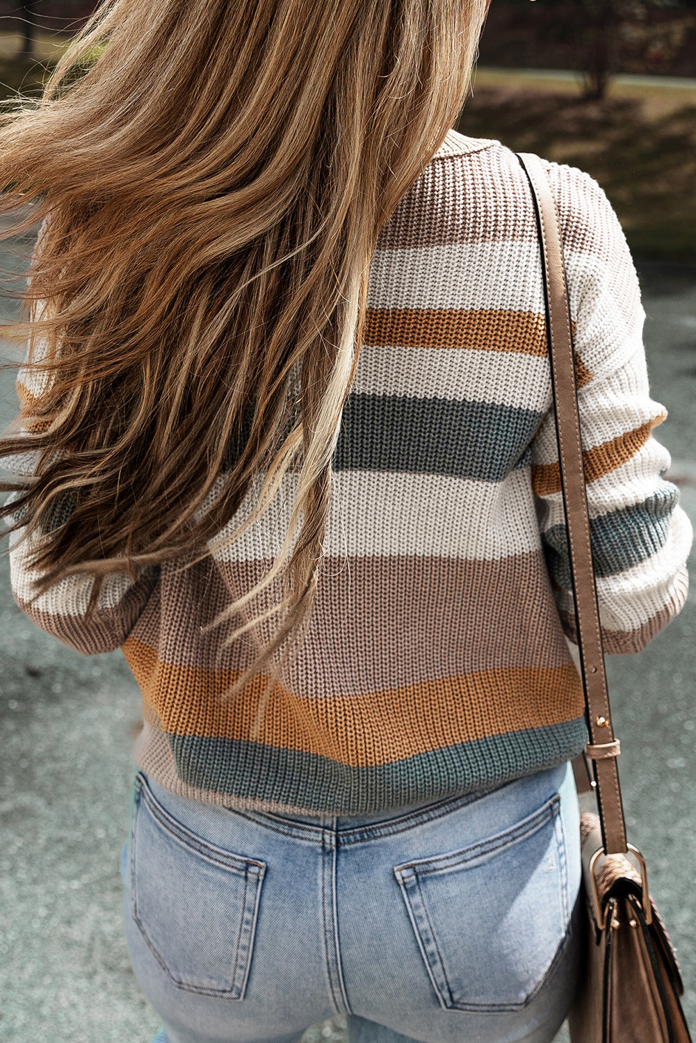 Classic Round Neck Colorblock Knit Sweater