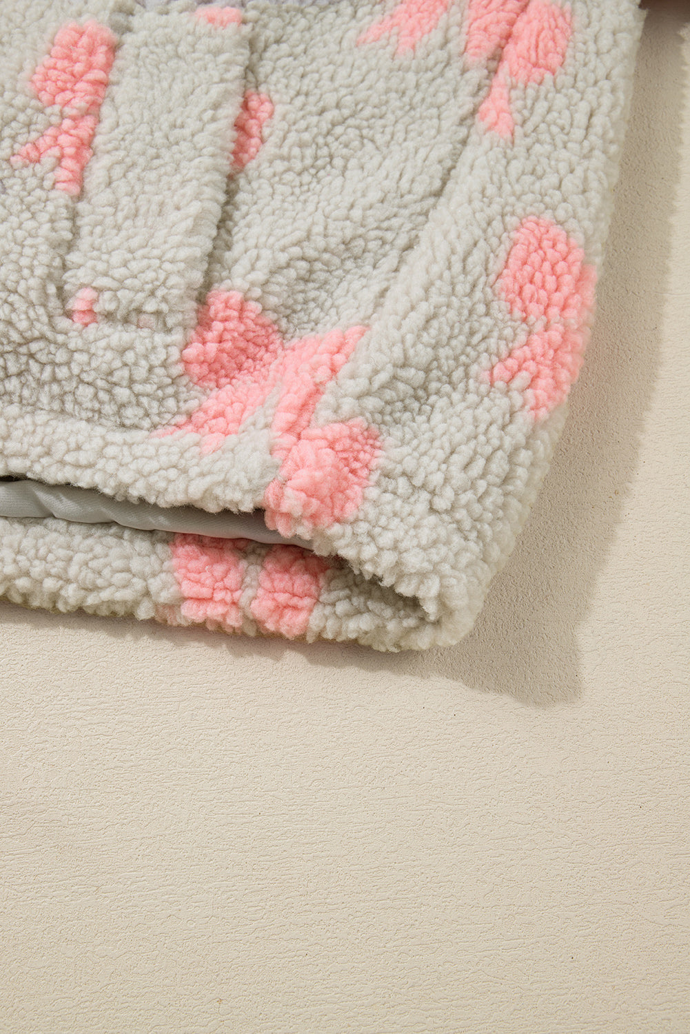 Sherpa Quarter Zip Drop Shoulder Baggy Sweatshirt