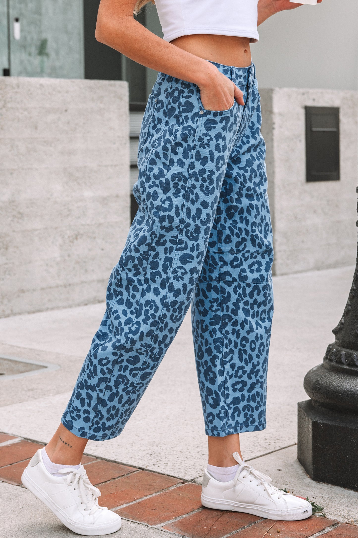 Leopard Print Straight Loose Jeans