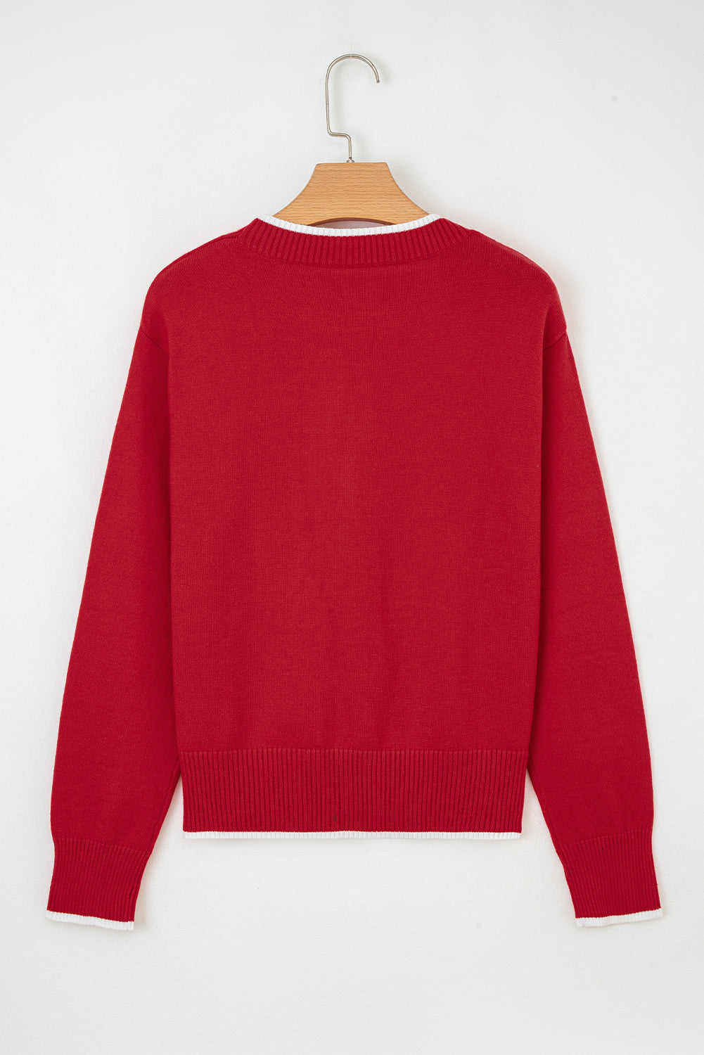 Contrast Trim Big Bow Accent Holiday Cropped Sweater
