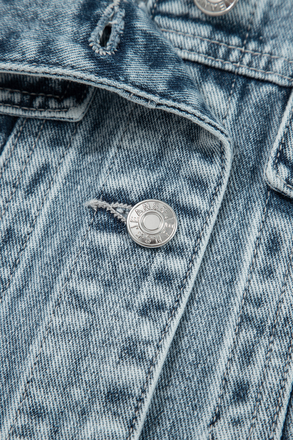 Button Flap Pocket Frayed Detail Denim Vest