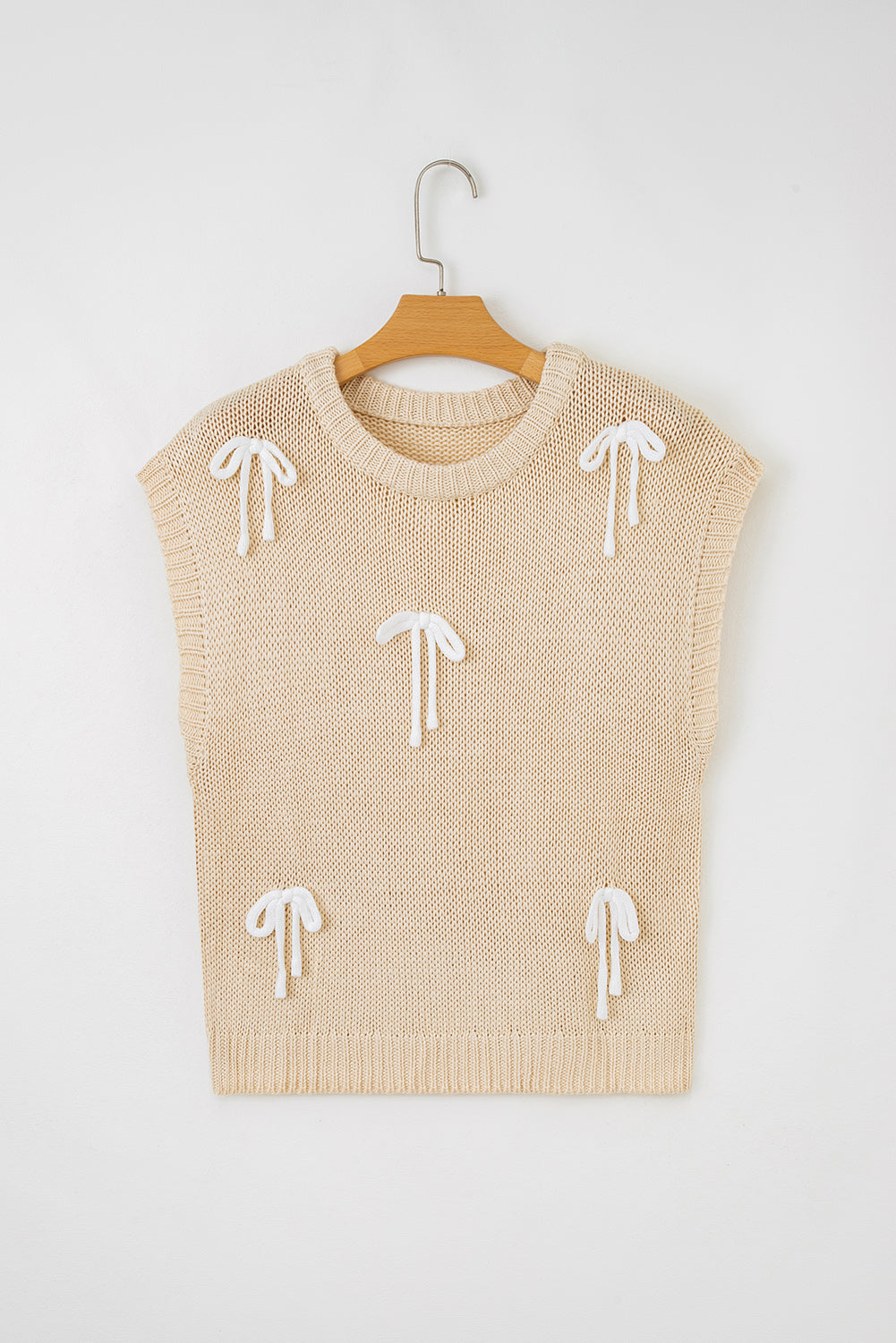 Bowknot Applique Cap Sleeve Sweater