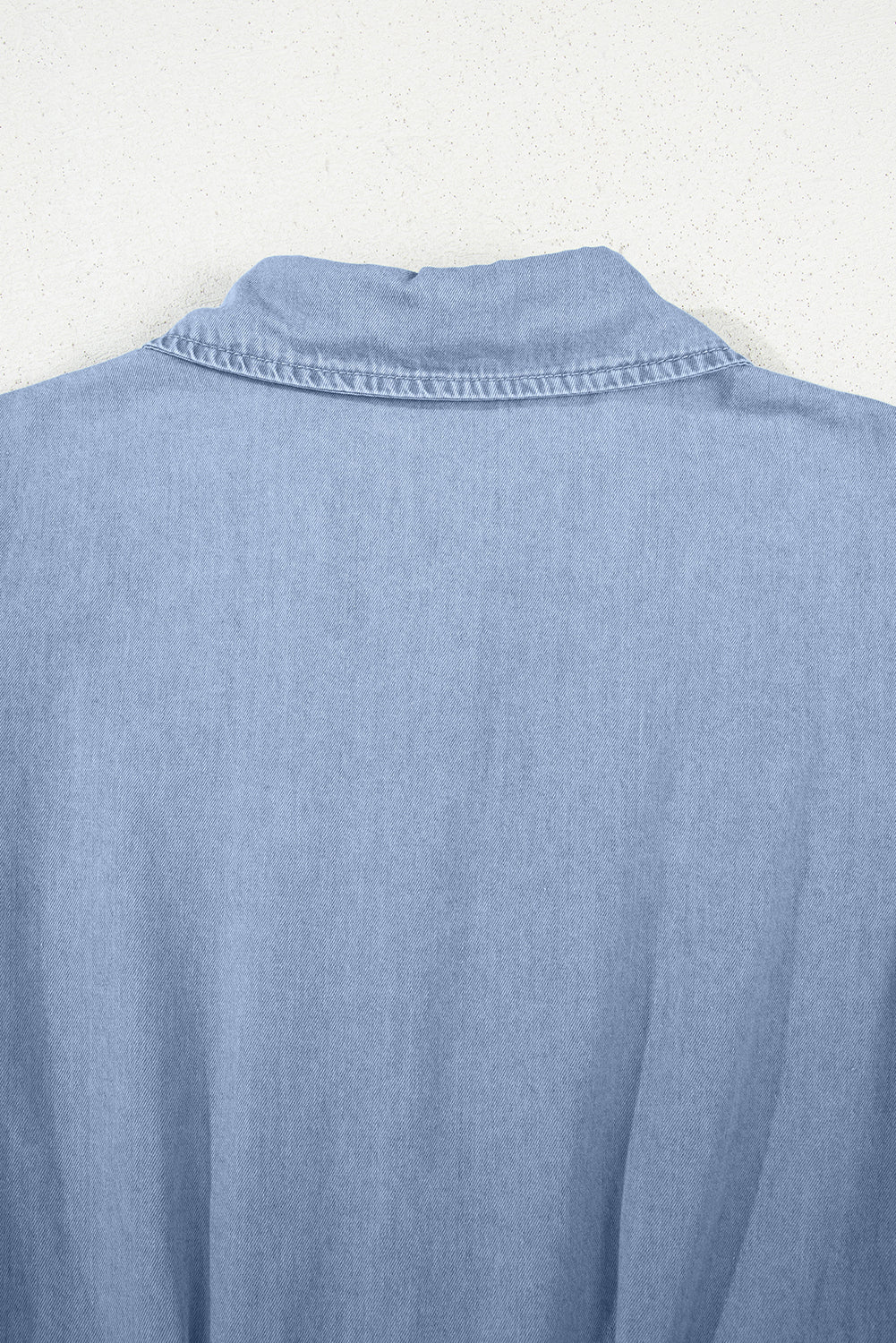 Denim Pleated Slim Waist Short Sleeve Shirt Dress