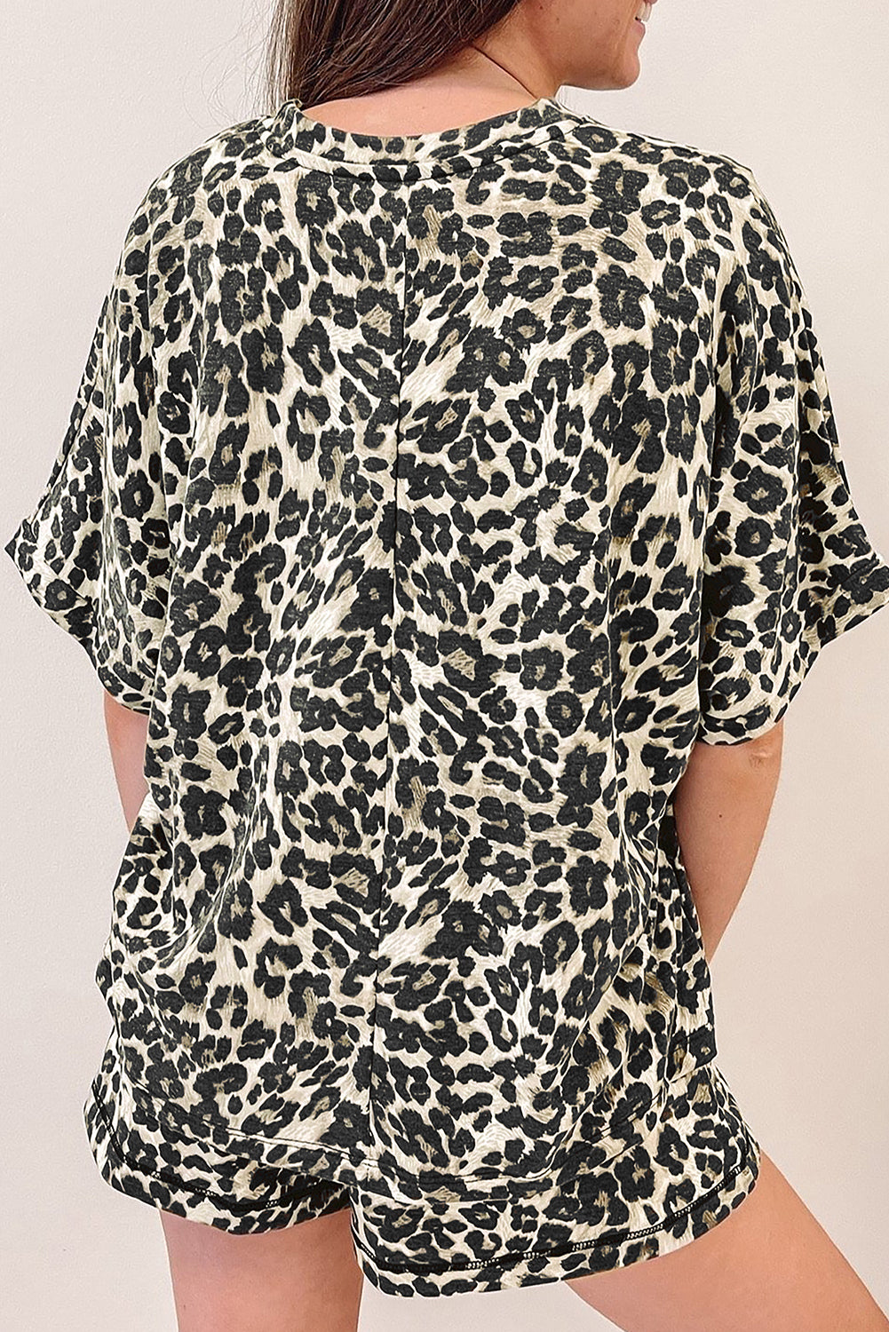 Cheetah Printed Casual Tee and Shorts Lounge Set
