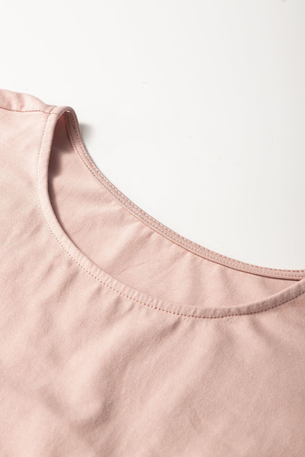 Frilled Trim Crew Neck Loose Fit Mini Dress