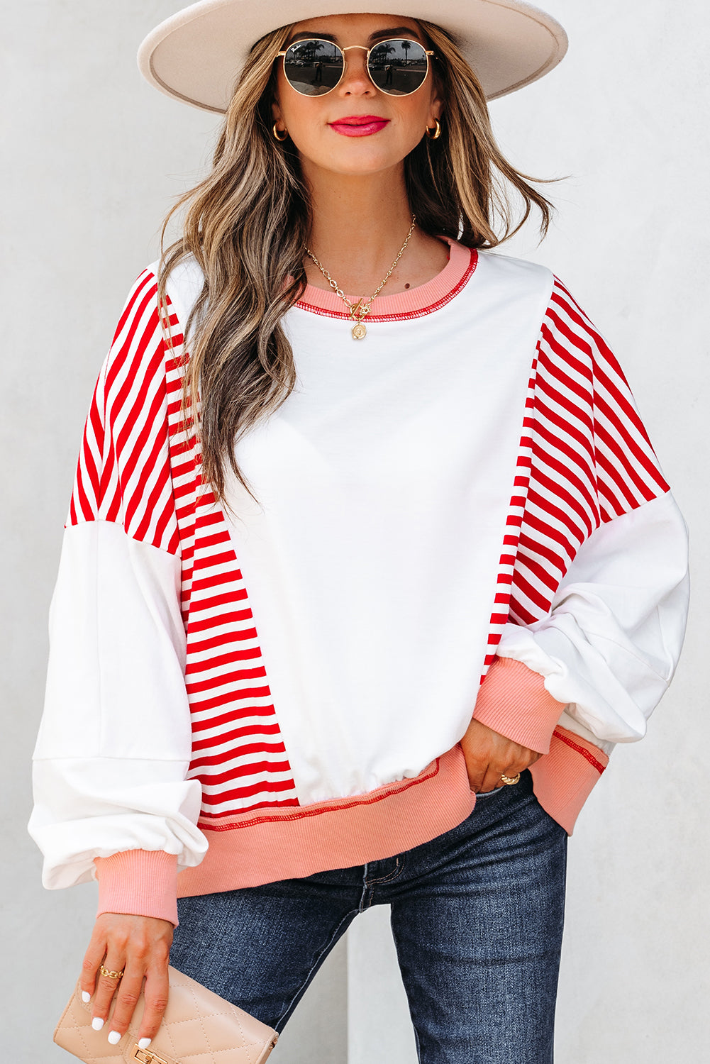 Colorblock Patchwork Contrast Stitching Oversize Sweatshirt