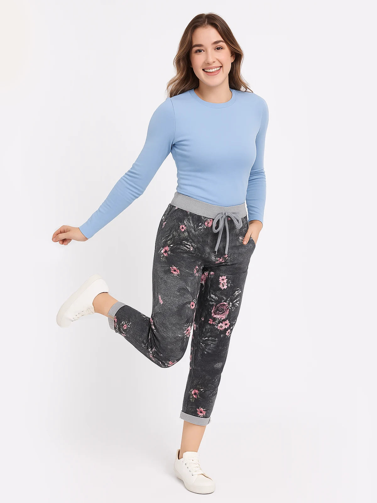 Italian Joggers Floral Print and Plain