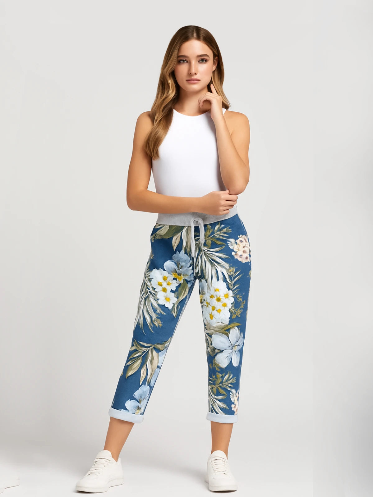 Italian Joggers Floral Print and Plain