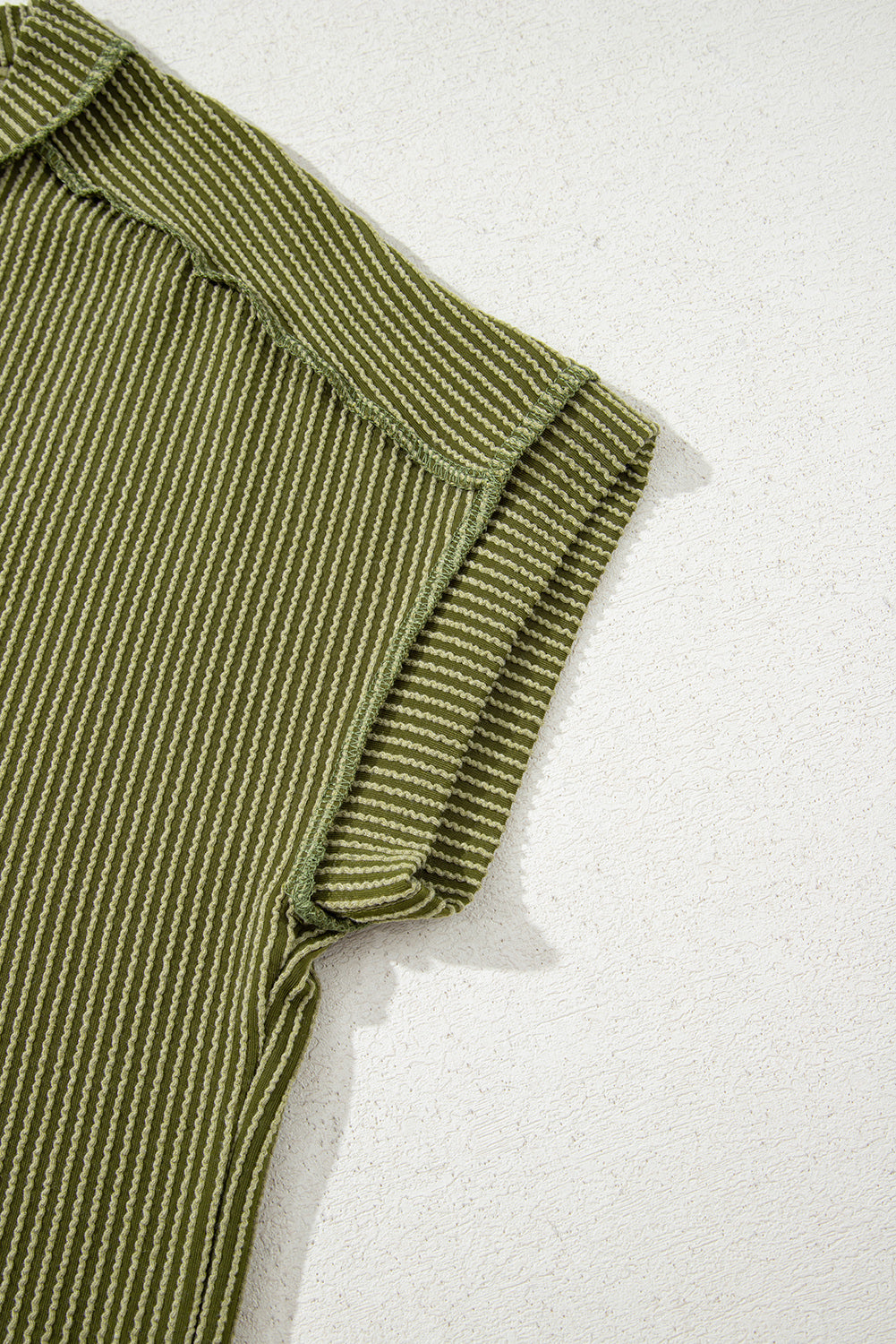 Textured Knit Exposed Stitching T-shirt