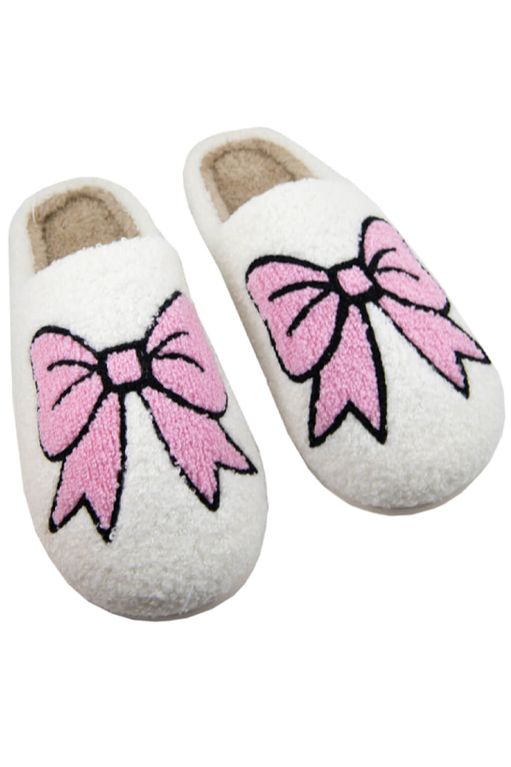 Cute Bowknot Pattern Fuzzy Winter Home Slippers