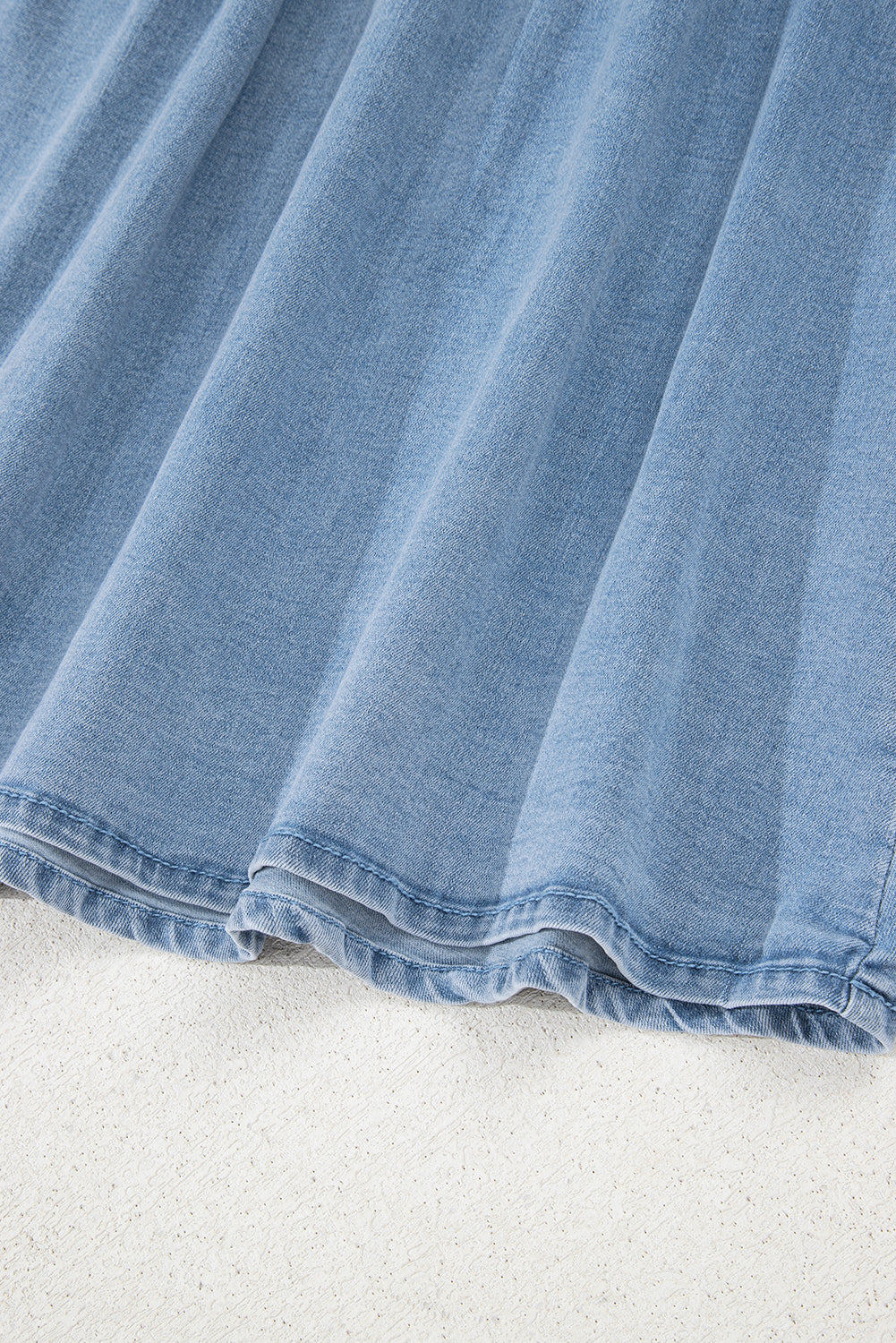 Square Neck Bowknot A-line Sleeveless Denim Dress