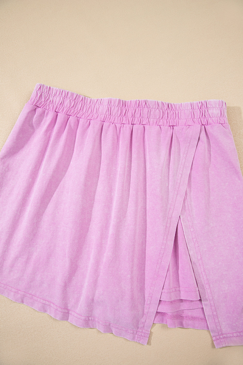 2 Pieces Mineral Wash Cotton Tank Top Lined Split Skirt Set