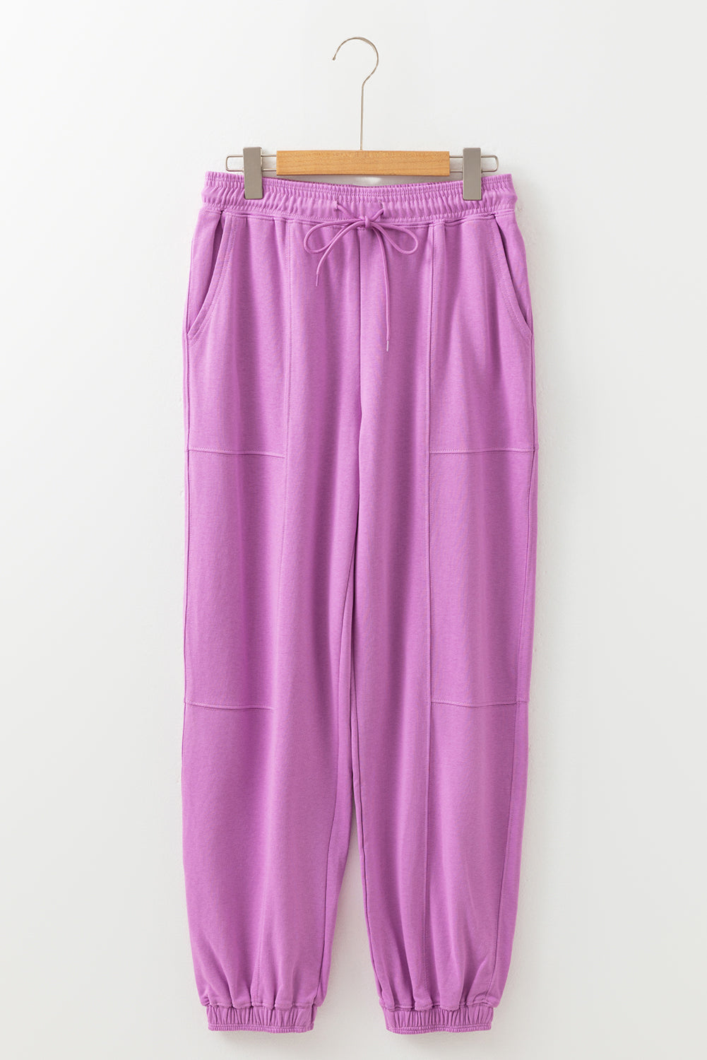 Drawstring Waist Patchwork Solid Color Jogger Pants