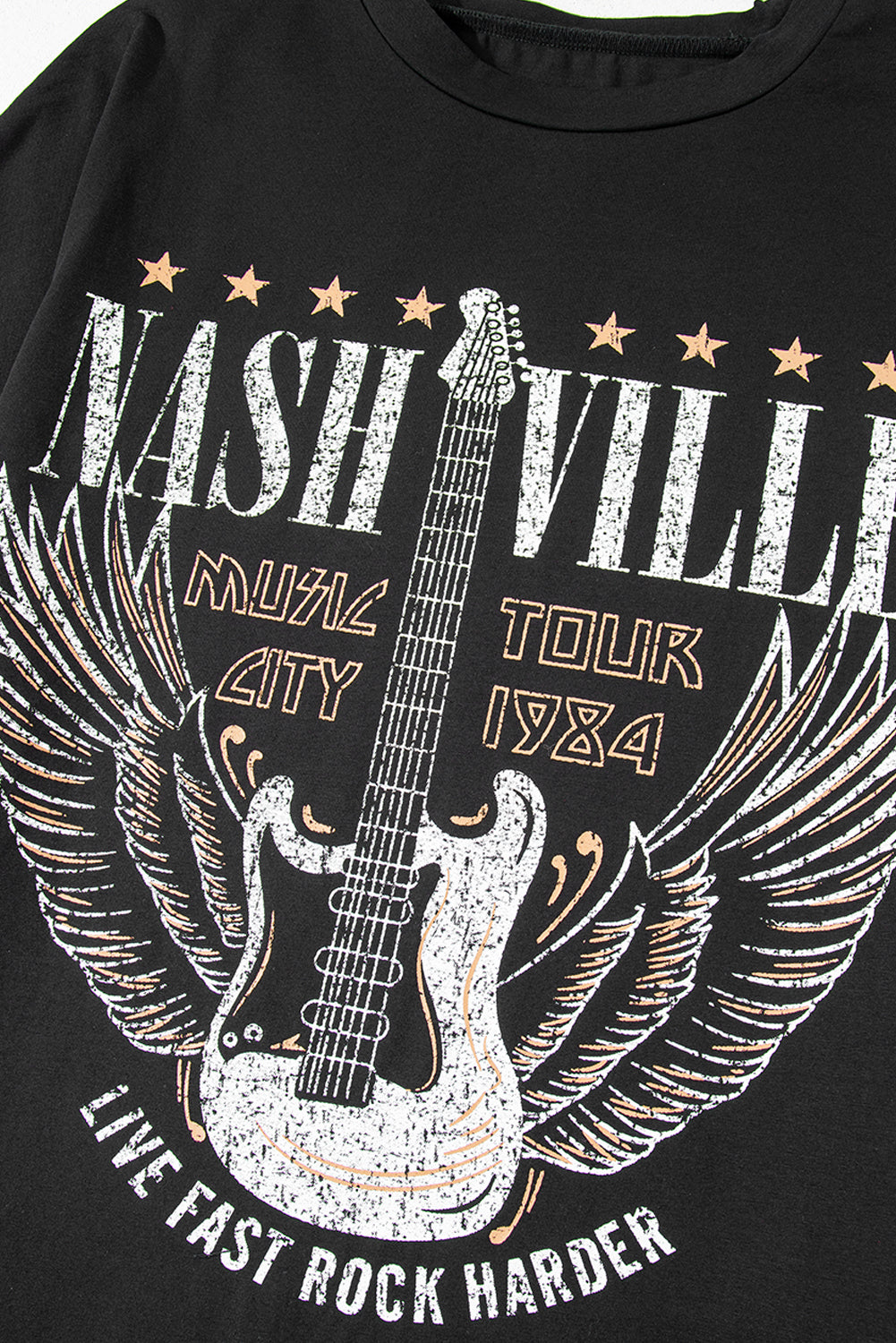 Nashville Guitar Print Crew Neck T Shirt Mini Dress