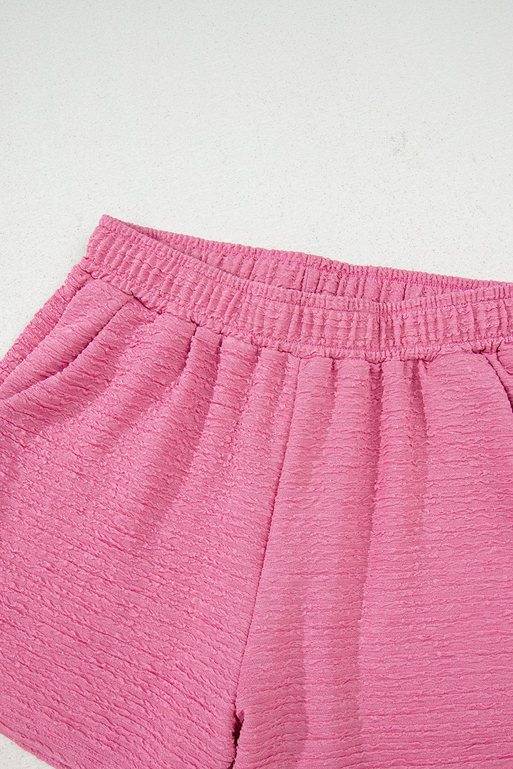 Textured V Neck T Shirt and Shorts Set